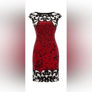 Maggy London Red and Black Patterned Dress